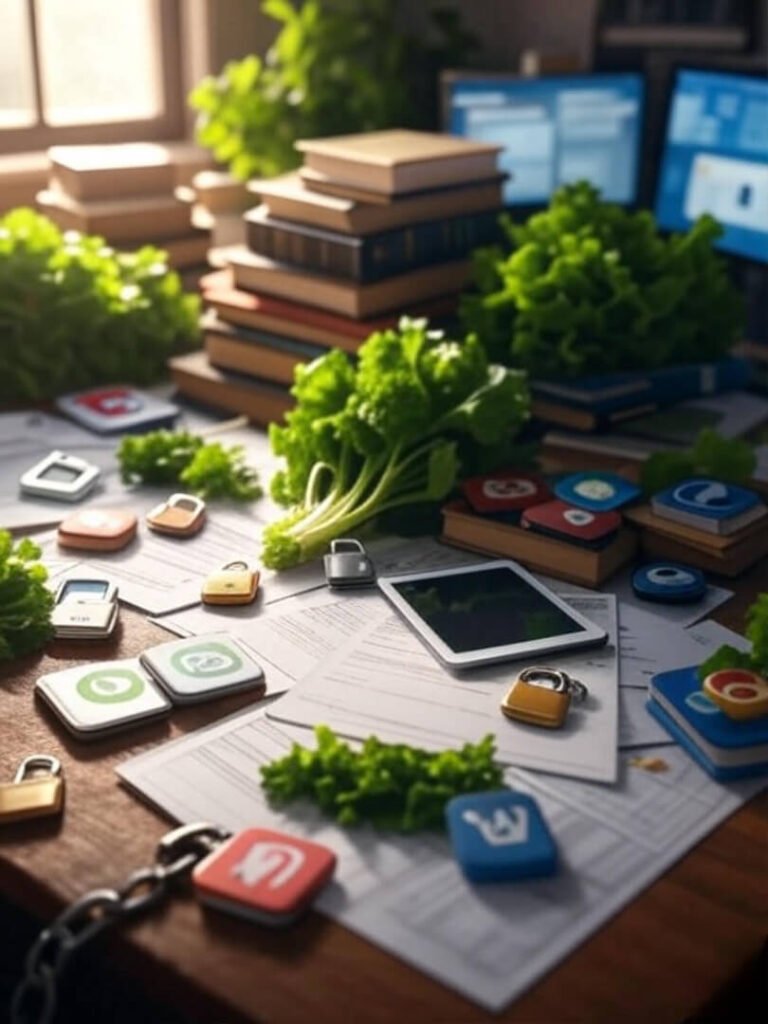 Sunny desk with resources for debt relief.