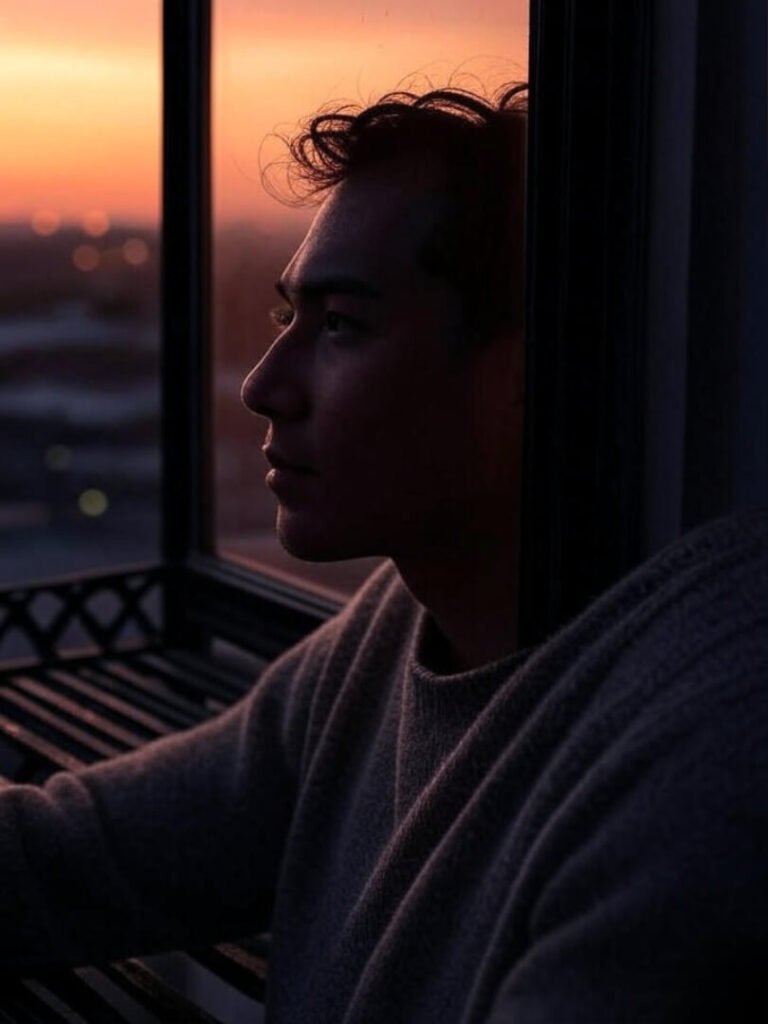 Sunset relief from fire escape victory view.