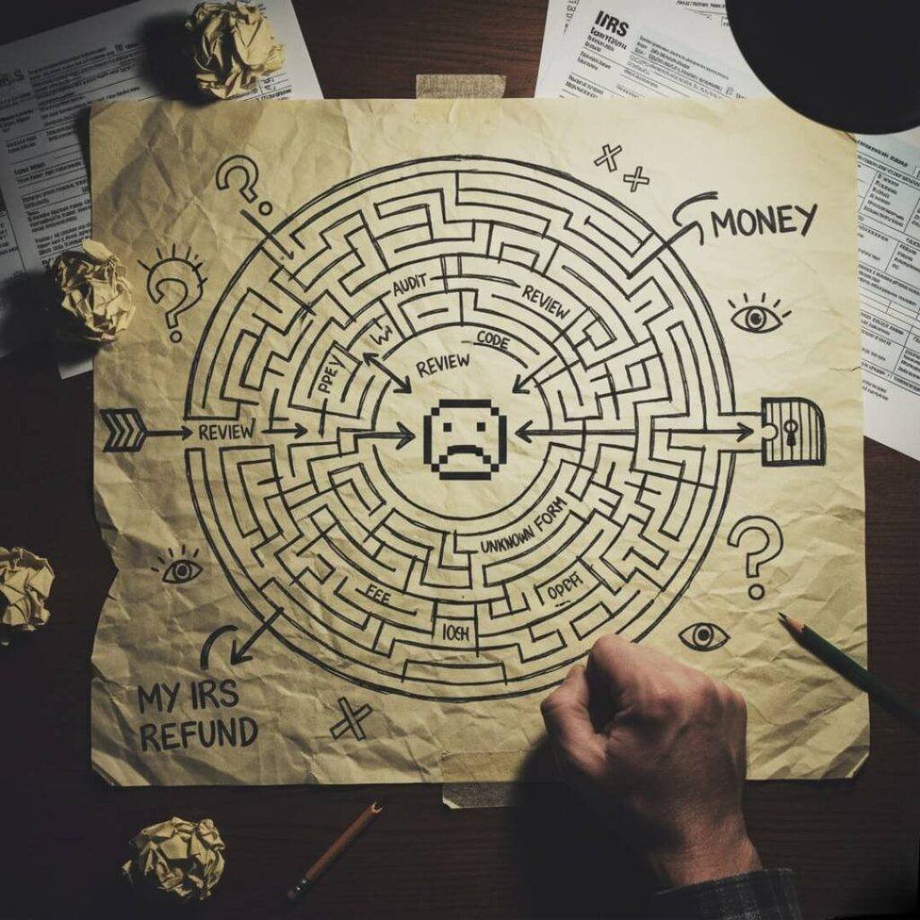 Hand over sketchy maze of IRS refund delays.