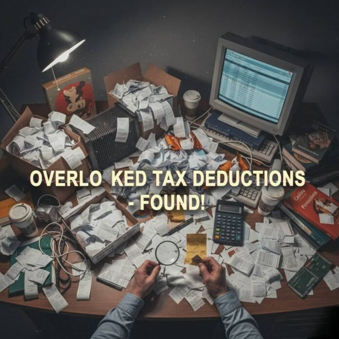 Cluttered desk, tax receipts, vintage glitch style. Cluttered desk, tax receipts, vintage glitch style.